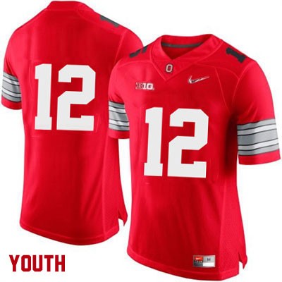 Ohio State Buckeyes Youth Only Number #12 Red Authentic Nike Diamond Quest College NCAA Stitched Football Jersey HC19M86RX